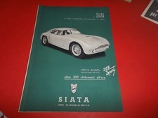PUBBLICITA' 1952  VETTURA SIATA 208 SPORT DA FIAT 8 V TORINO ADVERT WERBUNG