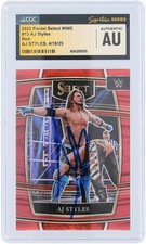 AJ Styles WWE Signed 2022 Panini Select Red Prizm #13 #/249 CGC Fanatics Card