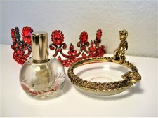 ACCENDINO BOTTIGLIA PROFUMO E CHERUBINO/CUPIDO ORMOLU E POSACENERE VETRO vintage funzionante 