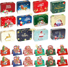 Scatola Di Latta Natalizia, 12 Pezzi Scatola Metallo Biscotti Rettangolari E 12 