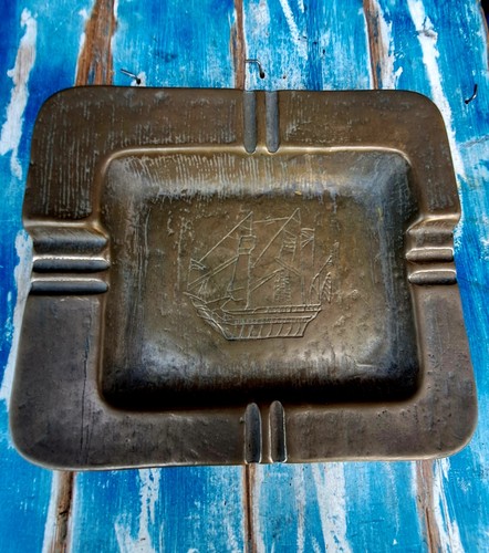 Massiccio posacenere ottone - posacenere,