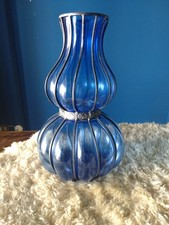 Vaso vintage in vetro blu