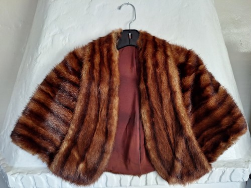 Stola visone rosso marrone