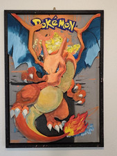 Anime e Manga  Charizard-QUADRO  ACRILICO- DIPINTO A MANO SU legno  (44x 32cm)