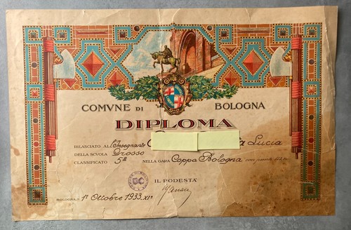 Diploma coppa bologna - coppa,