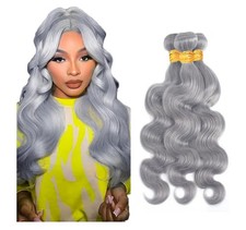 Extension capelli Brasilian Bundle grigio argento onda corpo Remy 22 24 26 pollici