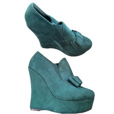 scarpe plateau zeppe verdi