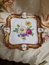 Piccolo vassoio  porcellana fiori Bavaria H. 3x22x21 M4 ^