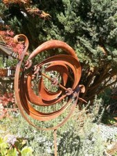 Ruota eolica in acciaio inox meridiana mulino a vento giardino ruggine spina ...