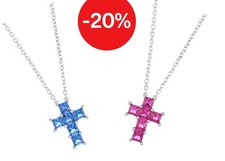 Collana Donna Croce Argento 925 Zirconi Colorati Amen Gioielli CLPCQBR CLPCQBBL