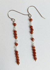 Orecchini pendenti in argento 925 con pietra di luna sfaccettata da 3  mm