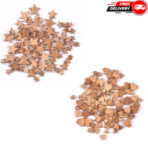 100pz mini cuore - legno, stella