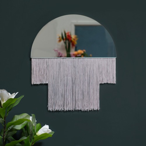 Silvery grey wall mirror - wall,