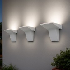 Luce Lampada da Parete per Esterni Veranda 2 Fiamma IP44 Bianco LED 24cm 3er Set
