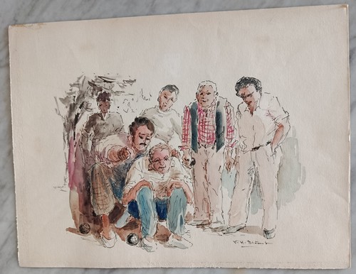 Pétanque dessin aquarellé - pétanque,