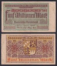 Banconota Germania Bayern 5 millionen mark 1923 P.-932 BB/VF