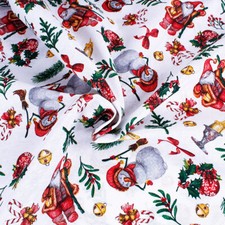 Tessuto Cotone a Fantasia Natalizia Babbo Natale Rosso Taglio 280x280 cm a Metro