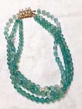 Collana Vintage Multifilo In Vetro Verde Con Susta Gioiello