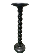 Antica colonna capitello in legno ebanizzato a torchon inizi del XX secolo