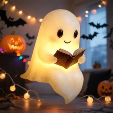Lampada libro lettura fantasmi Halloween - simpatica luce notturna LED per amanti dei libri regalo