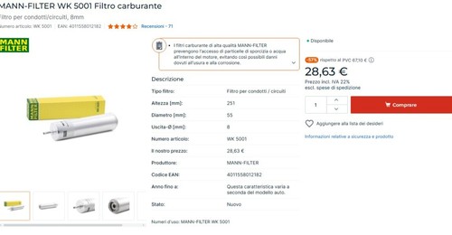 Filtro carburante mann bmw - ,