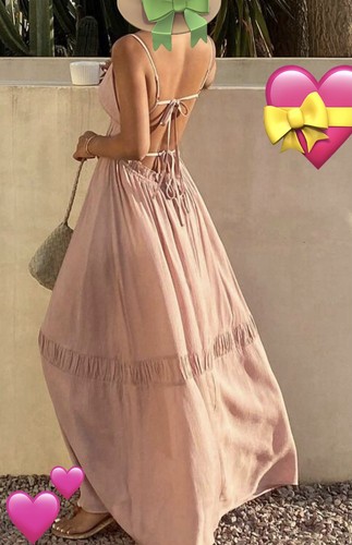 Robe longue maxi rose poudré - robe,
