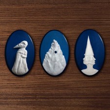 Trittico sculture bassorilievi ceramica e legno