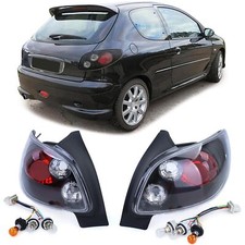 Fanali posteriori in vetro trasparente nero per Peugeot 206 coda spiovente 3+5 porte 98-09
