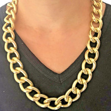 Collana oro da donna catena cubana lunga 70 cm a maglia larga girocollo moda