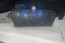 Victoria Delef Pochette Rigida Da Sera Nera Con Swarovski E Catene