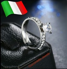 Anello Donna Acciaio  Fidanzamento Veretta Fedina Solitario con zirconi  