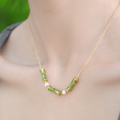 Elegante collana maglia - , bambù