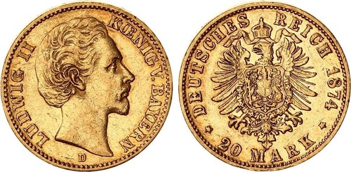 Bayern mark oro 1874 d - bayern,
