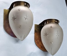 Applique marino in ottone art deco industriale paralumi in vetro a stella lot...