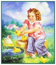 Girl Playing Baby Ducks by