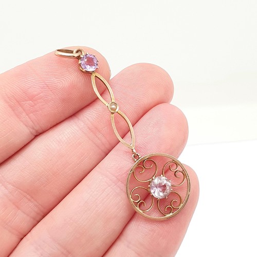 Antique 9ct gold amethyst - gold,