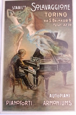 PUBBLICITARIA Illust. Stabilimento Solavaggione Torino Pianoforti Circa 1920