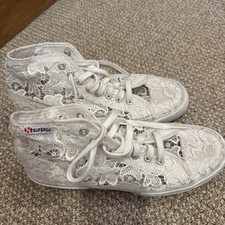 Superga bianco pizzo hi top