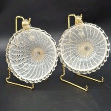 2 Tazze Manico Piedi Veneziano Murano Zanfirico Latticino Oro Bianco Avventurina