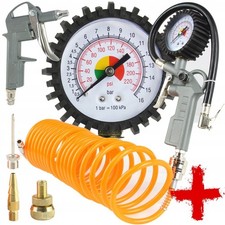 Kit utensili pistola gonfiaggio pneumatici per compressore aria con manometro
