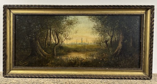 Ancienne huile sur panneau - sur,