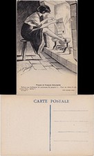 Propos et Croquis Amusants/Cartolina scherzosa: contratto e zoccoli di legno sul fuoco 1928