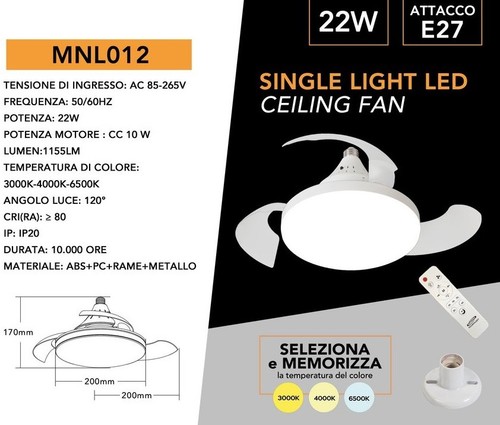 Ventilatore lampadario da - e,