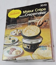 Crepiera elettrica vintage 1976 modello Sunbeam 30-10 M'Sieur nuova in scatola aperta