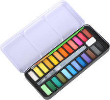 Set Acquerelli Professionali, Set Pittura Professionale, 24 Colori Con Pennello 