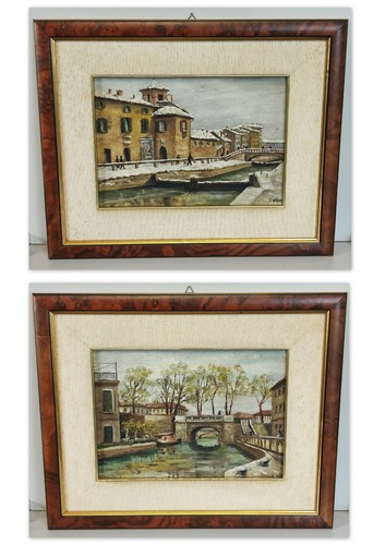 Coppia antico dipinto olio - antico,