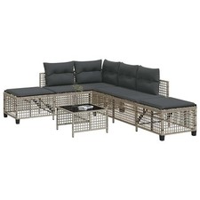 Set Divani ad Angolo 3 pz con Cuscini in Polyrattan Nero vidaXL