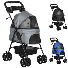 PawHut Passeggino per Cani Piccoli Pieghevole con Ruote Girevoli