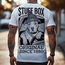 Stuff Box maglia girocollo uomo Cool Pitbull bianca STB-1245 TShirt
