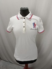 Articolo e3657 polo donna Moncler bianca, taglia L, ascelle 41cm, spalle 38cm, l